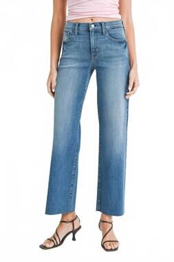 NEW JUST BLACK DENIM slim palazzo scissor cut hem jeans in medium denim